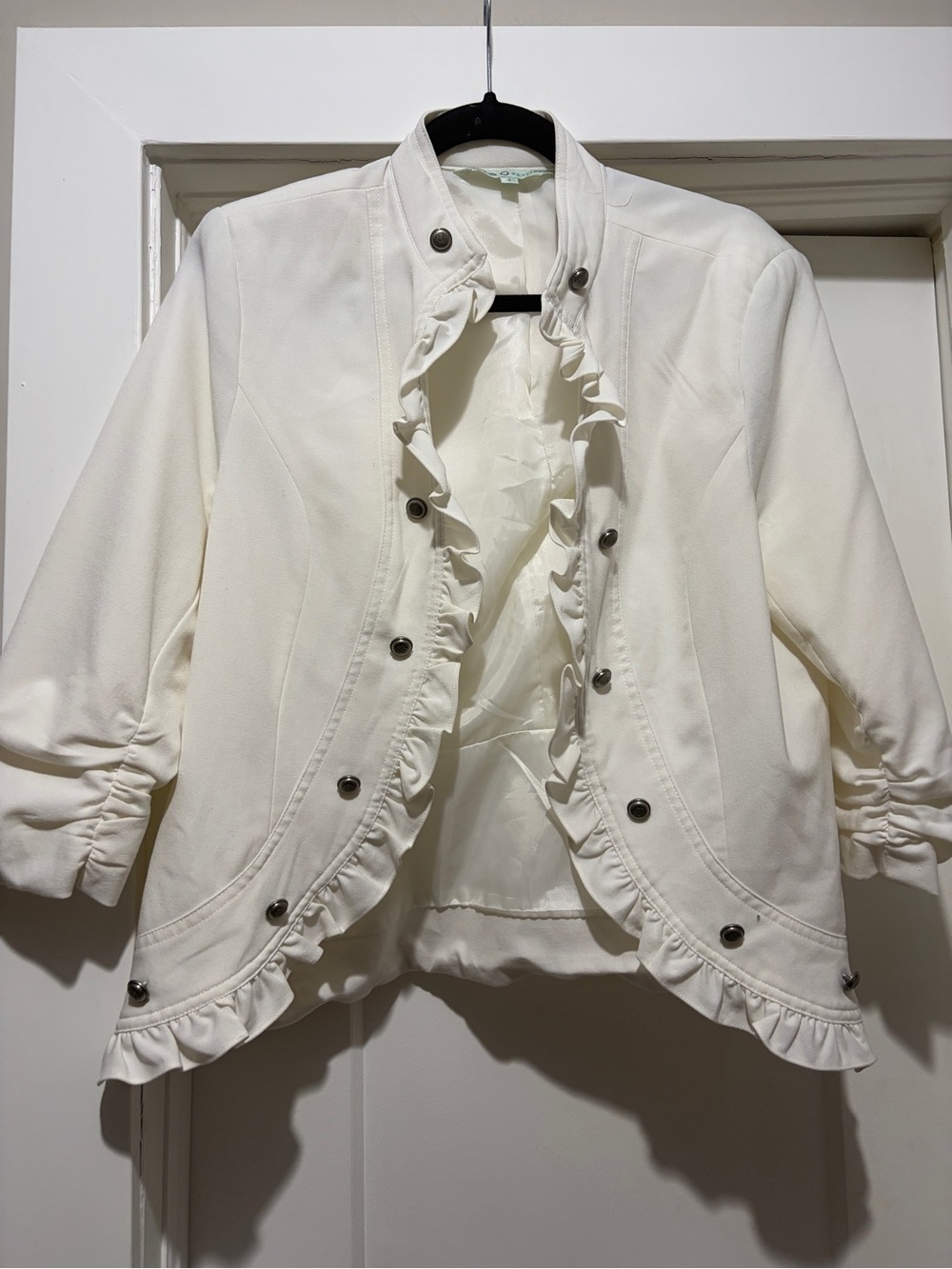 cleo Cream Ruffle-Trim Blazer